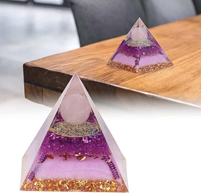 Amethyst With Clear Quartz Orgone Pyramid