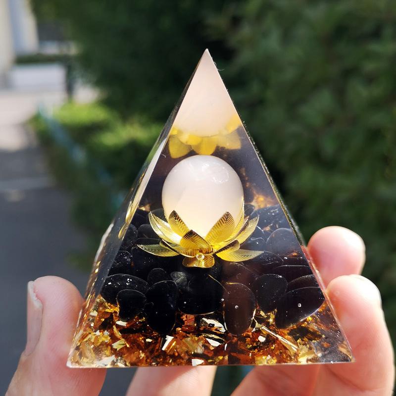 Lotus Obsidian With Lepidolite Orgone Pyramid