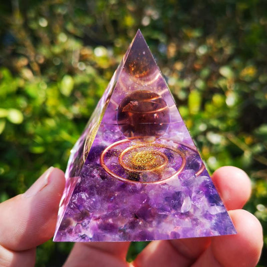 Amethyst With Quartz Orgone Pyramid