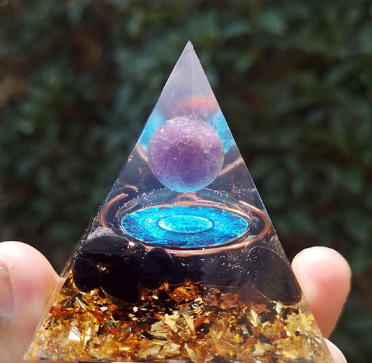 Amethyst With Black Tourmaline Orgone Pyramid